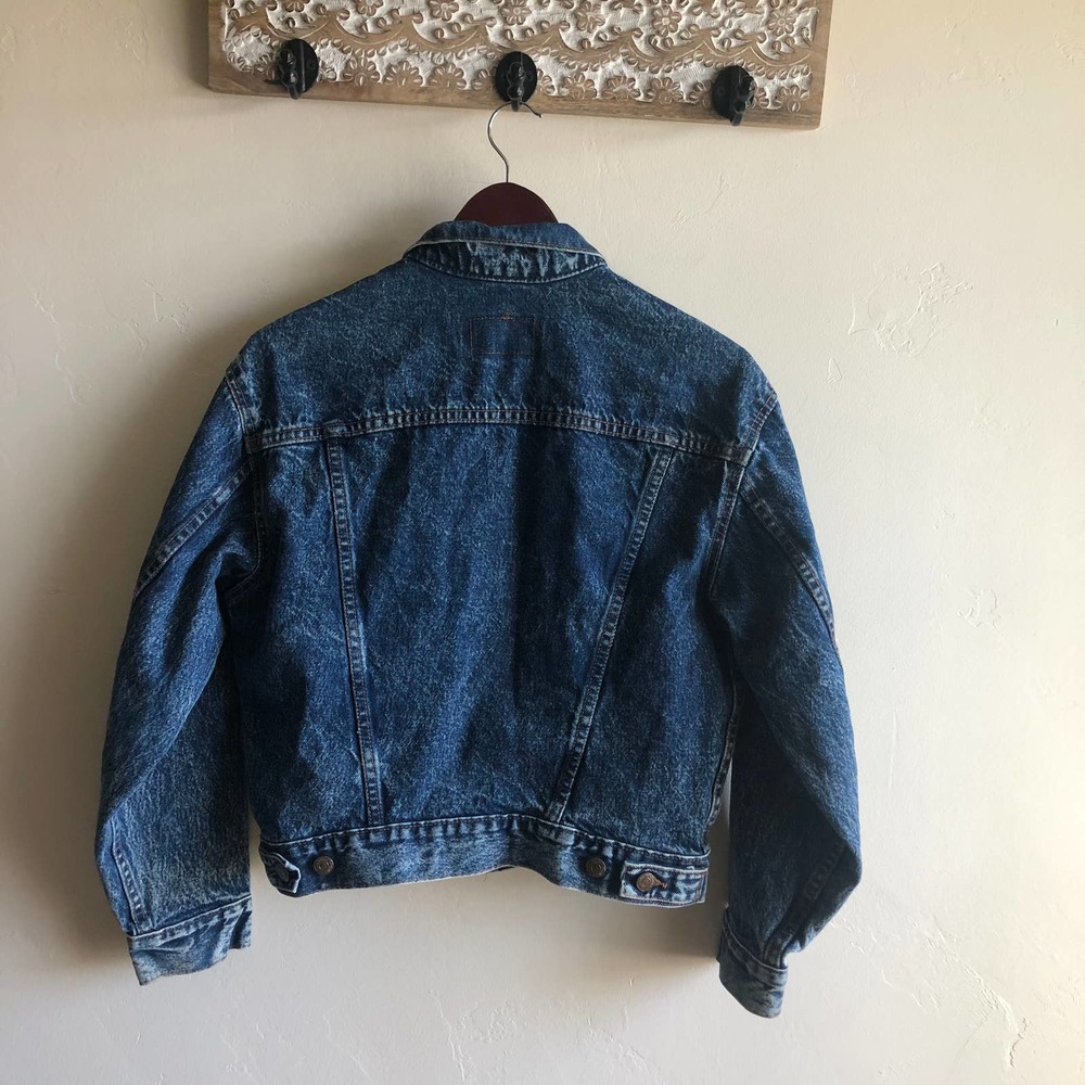 Levi 1980s 57514 USA Dark Acid Wash Denim Jean Jacket - Picture 2 of 9